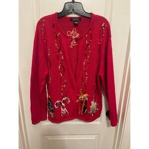 Crystal Kobe Christmas Cardigan Sweater Sequin Jingle Bells